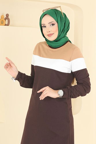 moda selvim طقم بني ولاتيه 2794SL432 - Thumbnail