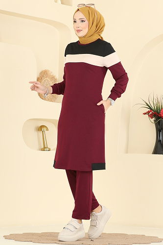 moda selvim Combined 2794SL432 Burgundy & Black - Thumbnail
