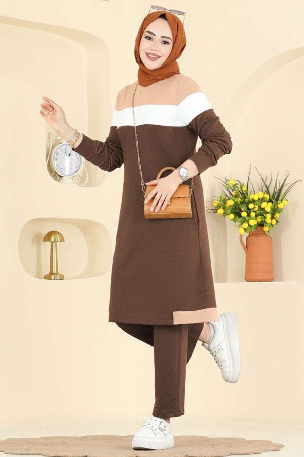 Modaselvim Hijab Combinations Combined 2794SL432 Light Brown&Vision