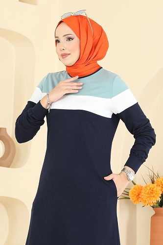 moda selvim Combined 2794SL432 Navy Blue&Mint - Thumbnail