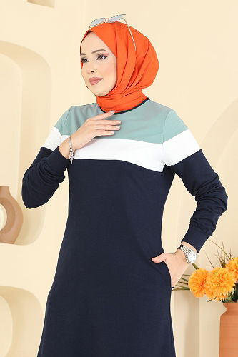 moda selvim Combined 2794SL432 Navy Blue&Mint - Thumbnail