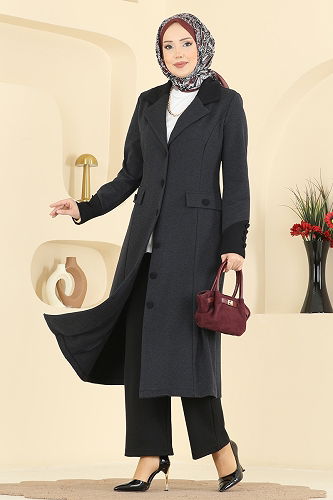 moda selvim طقم رمادي غامق &اسود& 2795SL432 - Thumbnail