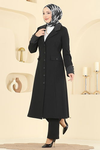 moda selvim طقم رمادي غامق 2795SL432 - Thumbnail