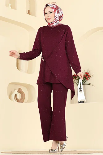 moda selvim طقم خمري 2796AYD574 - Thumbnail