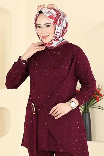 moda selvim طقم خمري 2796AYD574 - Thumbnail
