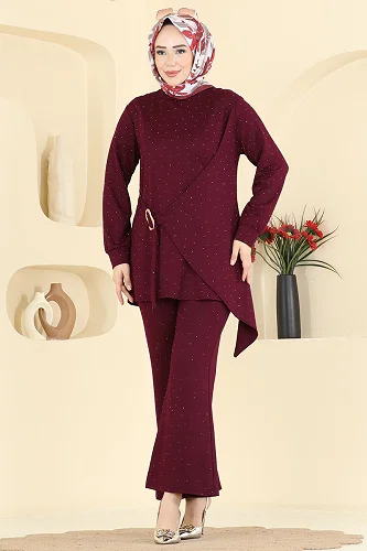 moda selvim طقم خمري 2796AYD574 - Thumbnail