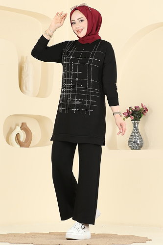 moda selvim طقم أسود 2797AYD574 - Thumbnail