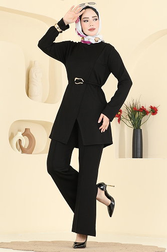 moda selvim طقم أسود 2798AYD574 - Thumbnail