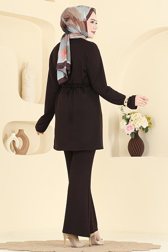 moda selvim طقم بني 2798AYD574 - Thumbnail