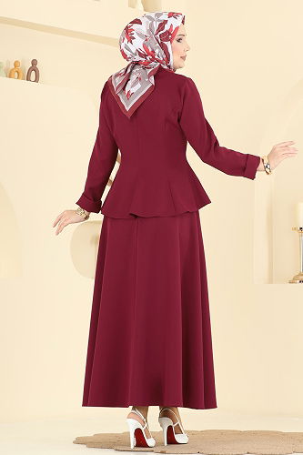 moda selvim طقم خمري 2799SL432 - Thumbnail