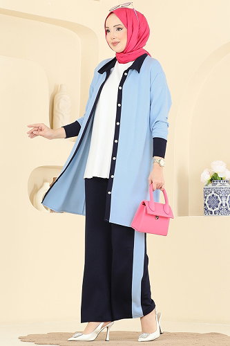 moda selvim Combined 2800AYD574 Navy Blue & Baby Blue - Thumbnail