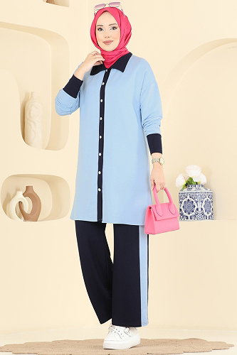 moda selvim Combined 2800AYD574 Navy Blue & Baby Blue - Thumbnail