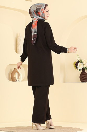 moda selvim طقم بني 2801AYD574 - Thumbnail
