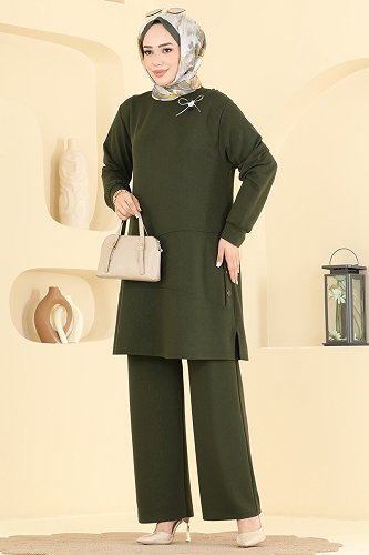 moda selvim طقم اخضر عفني 2801AYD574 - Thumbnail