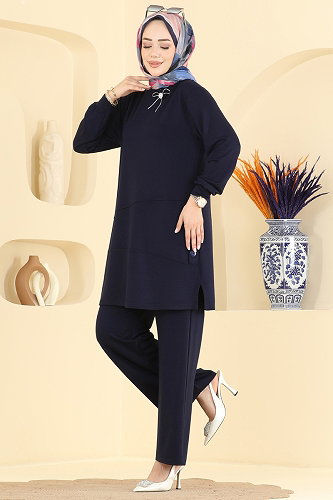 moda selvim طقم كحلي 2801AYD574 - Thumbnail