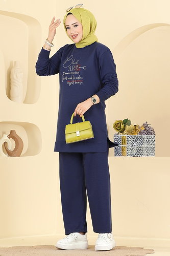 moda selvim طقم كحلي 2801TPK1167 - Thumbnail
