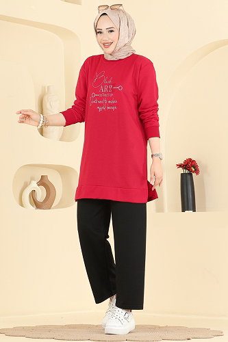 moda selvim Combined 2801TPK1167 Red & Black - Thumbnail