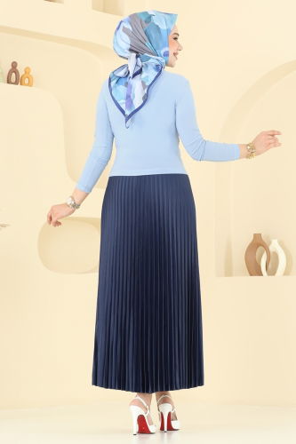 moda selvim Combined 2802MP806 Baby Blue & Navy Blue - Thumbnail