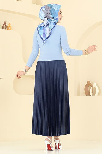 moda selvim طقم أزرق فاتح &كحلي 2802MP806 - Thumbnail