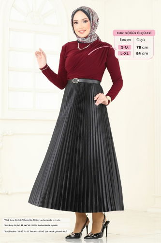 moda selvim Combined 2802MP806 Burgundy & Black - Thumbnail