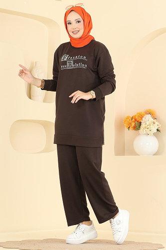 moda selvim طقم بني 2802TPK1167 - Thumbnail