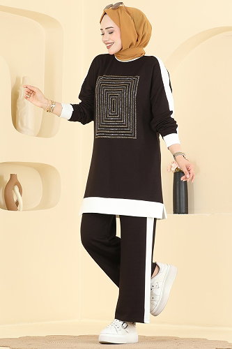 moda selvim طقم بني 2803AYD574 - Thumbnail
