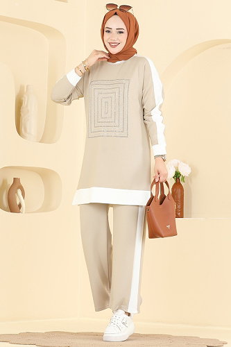 moda selvim طقم بيج 2803AYD574 - Thumbnail