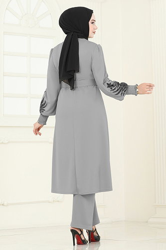 moda selvim طقم رمادي 2805ASMK1074 - Thumbnail