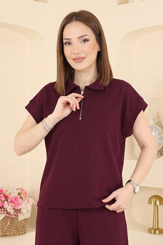 moda selvim طقم خمري 2805AYD574 - Thumbnail