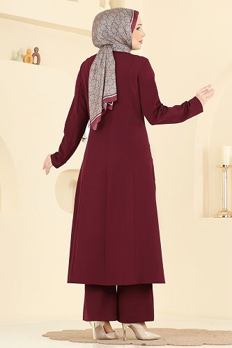 moda selvim طقم خمري 2806SL432 - Thumbnail