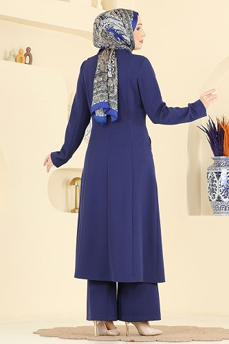 moda selvim طقم كحلي فاتح 2806SL432 - Thumbnail