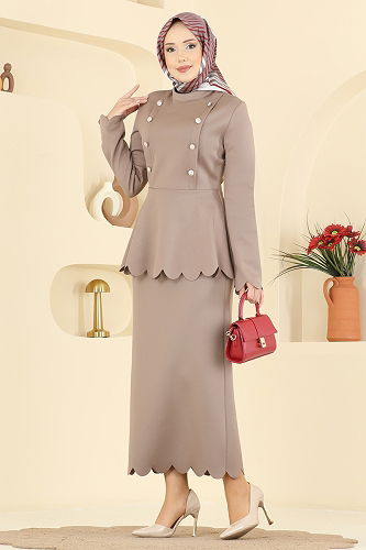 moda selvim طقم بيج غامق 2808SL432 - Thumbnail