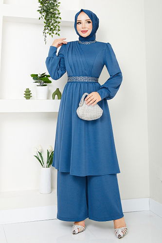 moda selvim طقم ازرق 280DVL897-M - Thumbnail