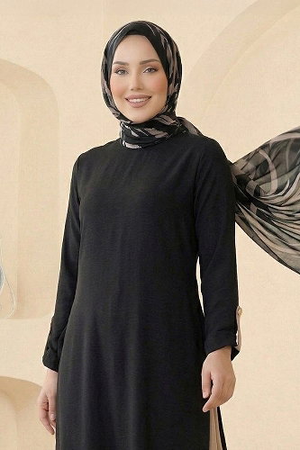 moda selvim طقم أسود وبيج غامق 2811SL432 - Thumbnail