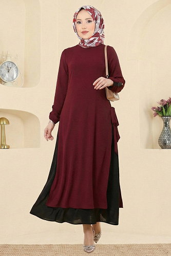 moda selvim Combined 2811SL432 Burgundy & Black - Thumbnail