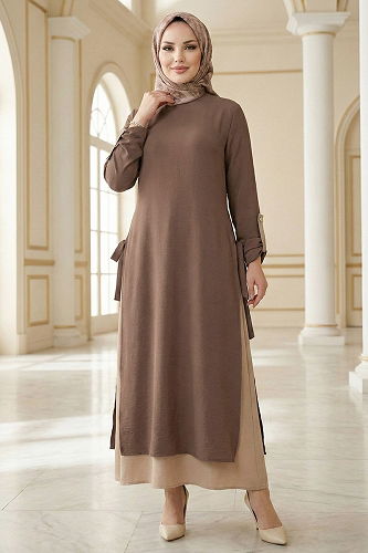 moda selvim طقم كريمي&بيج غامق 2811SL432 - Thumbnail