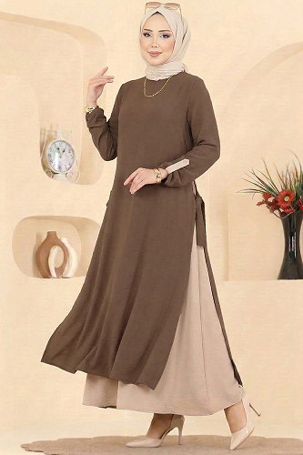 moda selvim طقم كريمي&بيج غامق 2811SL432 - Thumbnail