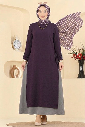 moda selvim طقم أرجواني و رمادي 2811SL432 - Thumbnail