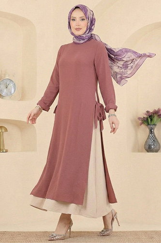 moda selvim طقم وردي وبيج 2811SL432 - Thumbnail