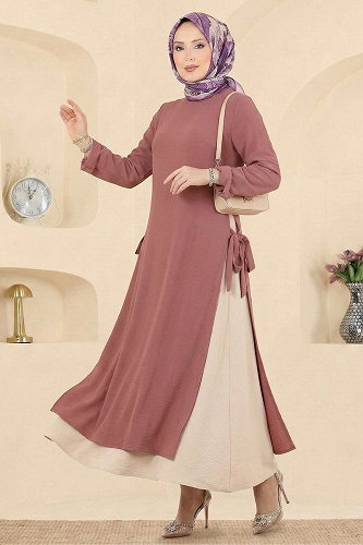 moda selvim طقم وردي وبيج 2811SL432 - Thumbnail