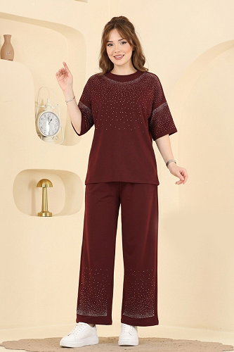 moda selvim طقم خمري 2813AYD574 - Thumbnail