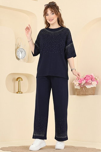 moda selvim طقم كحلي 2813AYD574 - Thumbnail