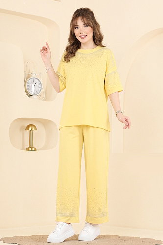 moda selvim طقم أصفر 2813AYD574 - Thumbnail