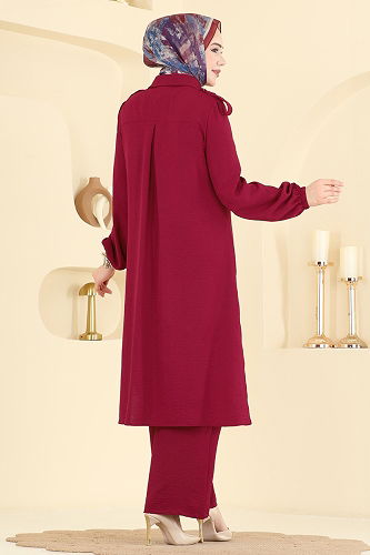 moda selvim طقم خمري 2815SL432 - Thumbnail