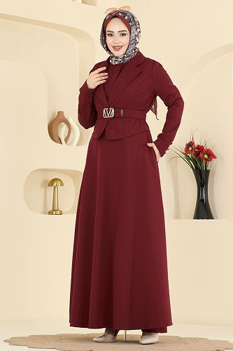 moda selvim طقم خمري 2816SL432 - Thumbnail