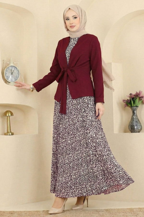 Modaselvim Hijab Combinations Combined 2820SL432 Burgundy