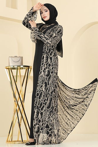 moda selvim Combined 2821ELC1143 Pattern 2 Vision & Black - Thumbnail