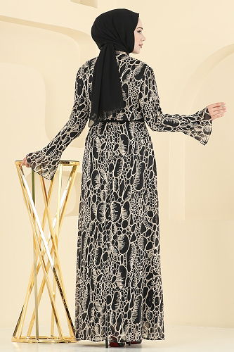 moda selvim طقم نمط 2 بيج واسود 2821ELC1143 - Thumbnail