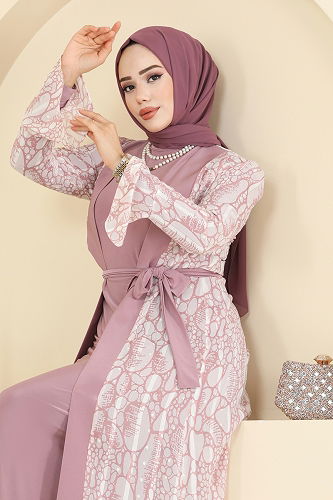 moda selvim طقم وردي 2821ELC1143 - Thumbnail