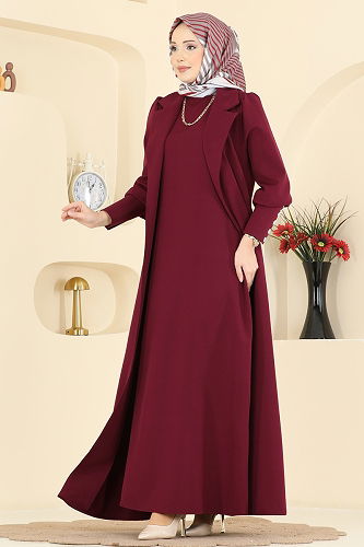 moda selvim طقم خمري 2822SL432 - Thumbnail